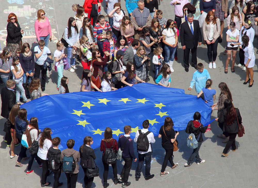 Lutsk,,Ukraine,-,May,17,,2014:,Young,People,Holding,A