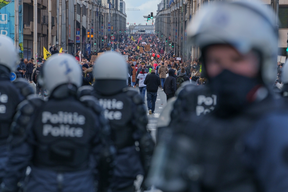 Brussels,,Belgium,-,November,21.,2021.,A,Protest,Against,Covid19