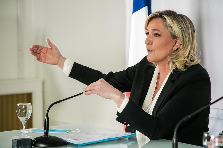 Marine Le Pen press conference in Paris
