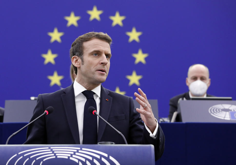 Emmanuel Macron delivers speech at European Parliament