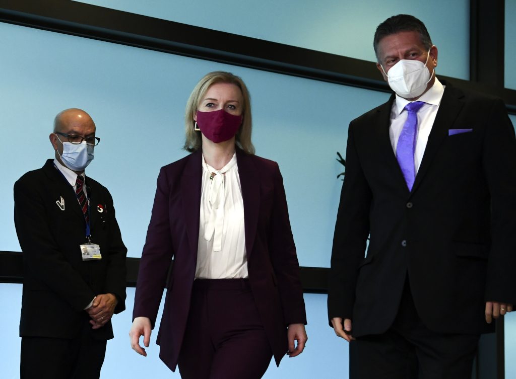 British Foreign Secretary Liz Truss at European Commission