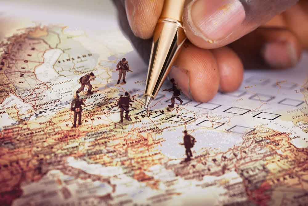 Ukraine,,Russia,And,Eurounion,Countries,Military,Conflict.,Geopolitical,Concept.
