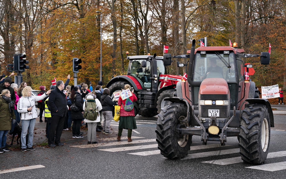 Farmers protest in Aalborg against order to cull all mink in Denmark
