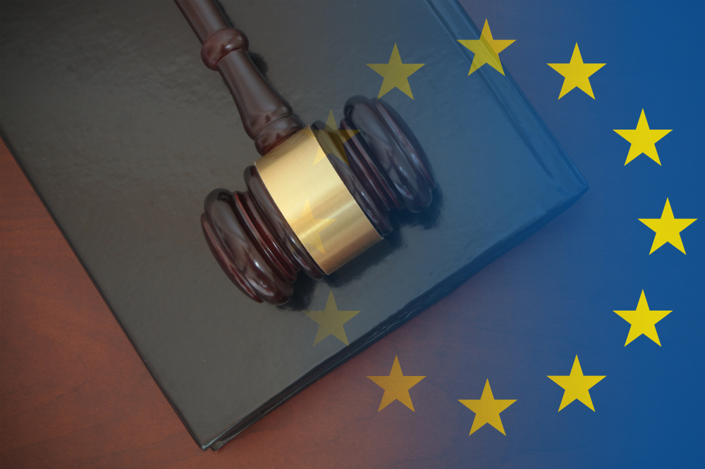Gavel,And,Legal,Book,On,Wooden,Table,,Collage,With,European