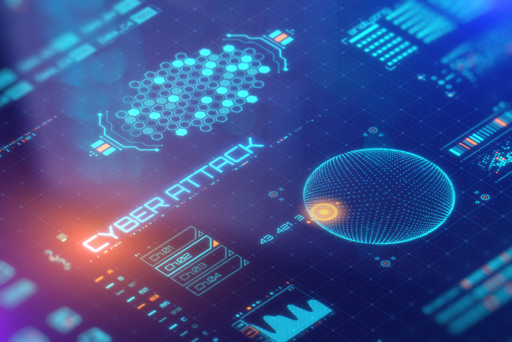 Cyber,Attack,Concept.,Bright,Text,On,Digital,Lcd,Display,With