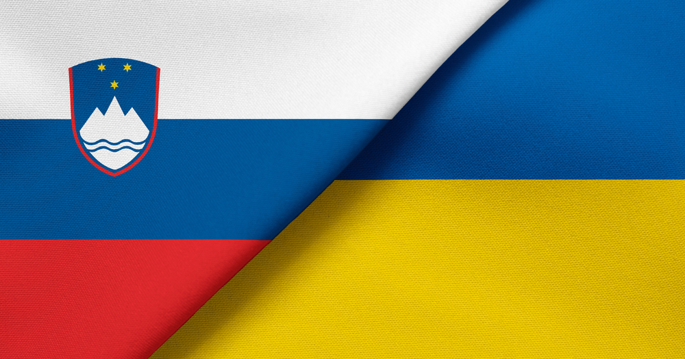 Flag,Of,Slovenia,And,Ukraine,-,3d,Illustration.,Two,Flag