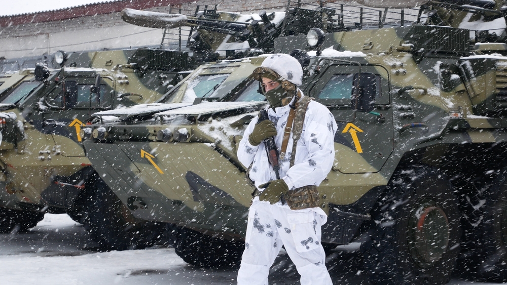 Kharkiv,,Ukraine,-,January,,31,,2022:,A,Soldier,In,White