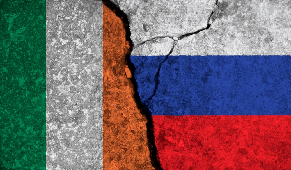 Political,Relationship,Between,Ireland,And,Russia.,National,Flags,On,Cracked