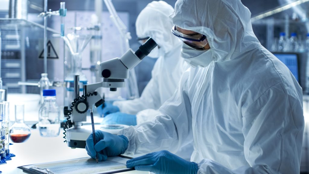 In,A,Secure,High,Level,Laboratory,Scientists,In,A,Coverall