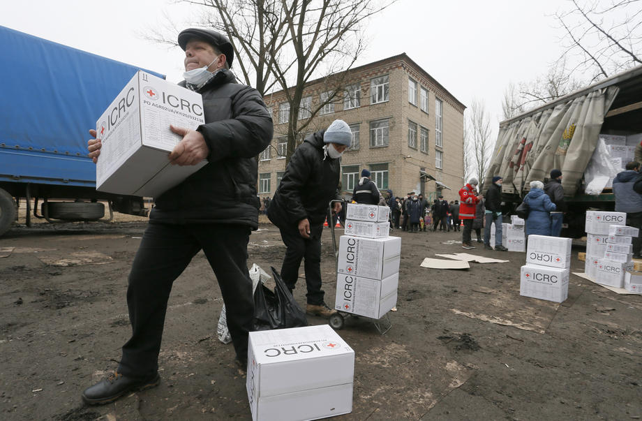 Humanitarian aid of the Red Cross to the pro-Russian militants-controlled city of Donetsk