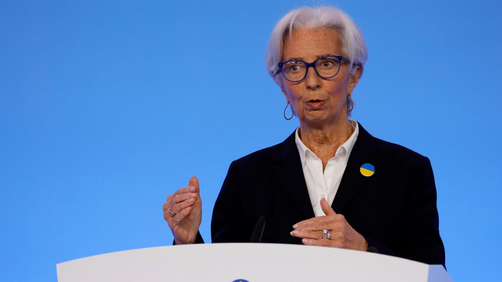 epa09814660 European Central Bank (ECB) President Christine Lagarde speaks during a press conference following the meeting of the Governing Council of the European Central Bank in Frankfurt am Main, Germany, 10 March 2022. The ECB Governing Council is holding a monetary policy meeting on 10 March.  EPA-EFE/RONALD WITTEK / POOL