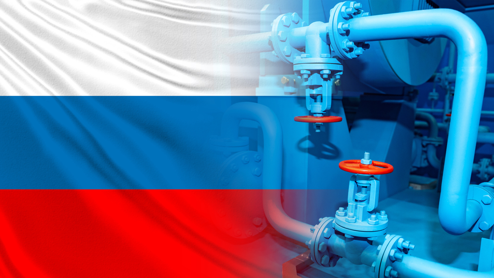 Gas,Pipes,Next,To,The,Russian,Flag.,Pipeline,As,A
