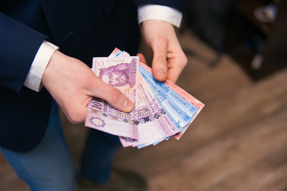 Professional,Businessman,Has,Hungarian,Forints,In,His,Hands.,Hungarian,Economy,
