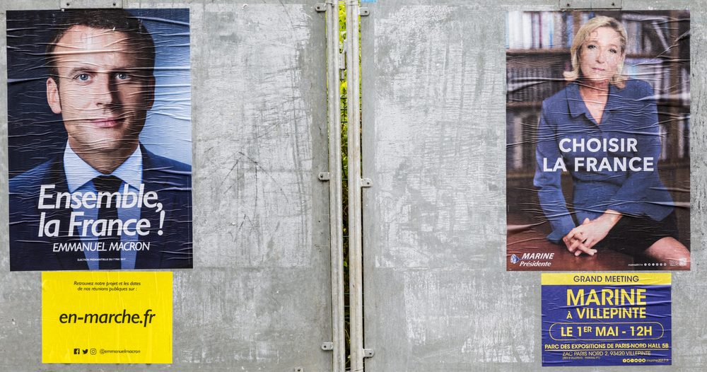 France,may,03,2017:,The,Electoral,Posters,Displaying,The,Remaining,Two,French