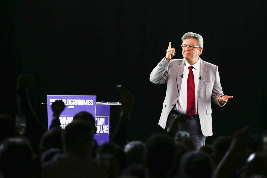 French presidential candidate Jean-Luc Melenchon campaign in Lille