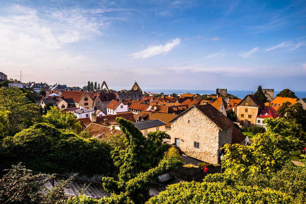 Panoramic,View,Of,The,Old,Town,Of,Visby,In,Gotland,