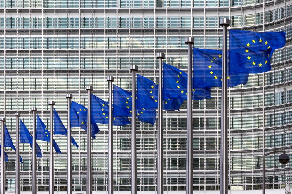 Row,Of,Eu,Flags,In,Front,Of,The,European,Union