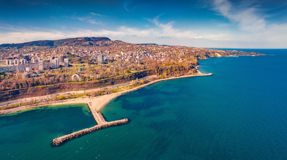 Incredible,Morning,View,From,Flying,Drone,Of,Varna,Port.,Aerial