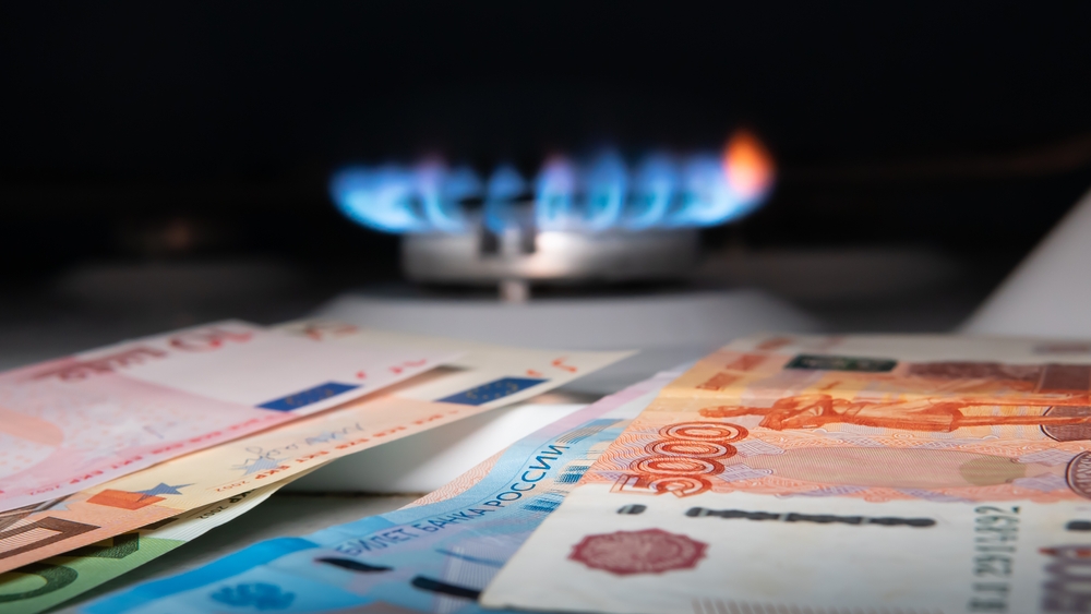 Russian,Banknotes,Against,The,Background,Of,Euro,Bills,And,A