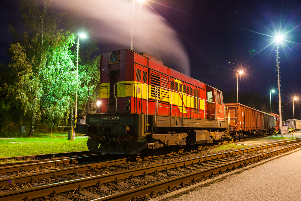 Ruzomberok,,Slovakia,-,August,25:,Night,View,Of,A,Red