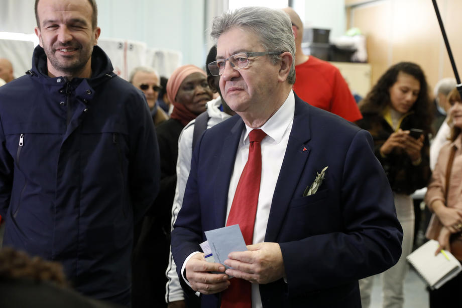 Melenchon votes in the first round of the French presidential elections