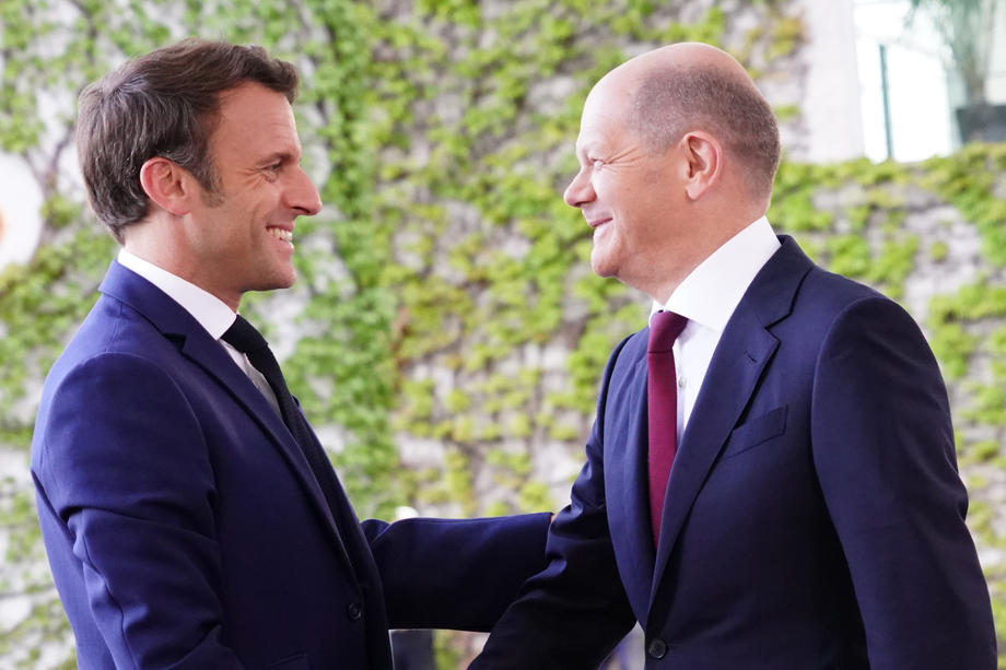 French President Emmanuel Macron visits German Chancellor Olaf Scholz in Berlin