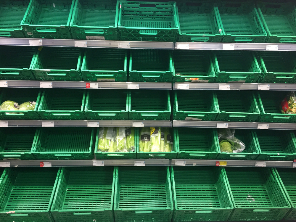 London,,Uk,-,March,14th,2018:,Empty,Products,Shelves,In