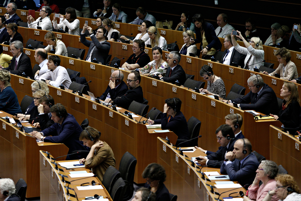 Plenary,Room,Of,The,European,Parliament,In,Brussels,,Belgium,On