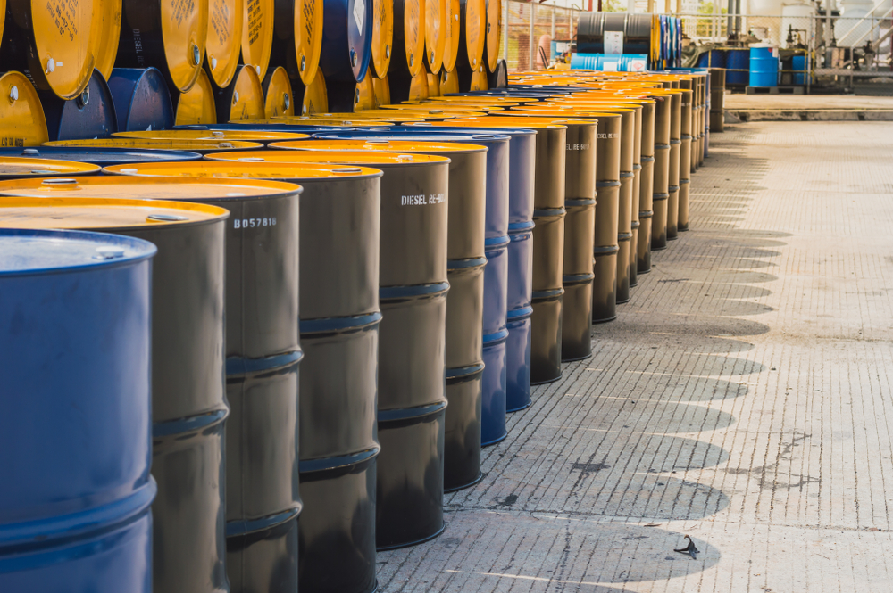Industry,Oil,Barrels,Or,Chemical,Drums,Stacked,Up.chemical,Tank.container,Of