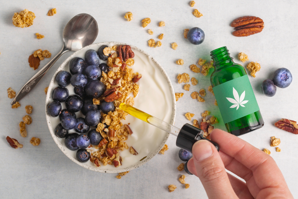 Cannabis,Infused,Granola,,Blueberry,And,Greek,Yogurt.,Cbd,Smoothie,Bowl