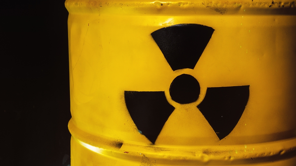 Yellow,Metal,Barrel,With,Radioactive,Decay,Symbol.,Container,With,Nuclear