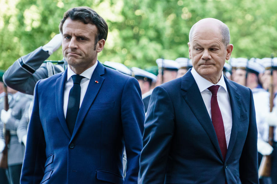 French President Emmanuel Macron visits German Chancellor Olaf Scholz in Berlin