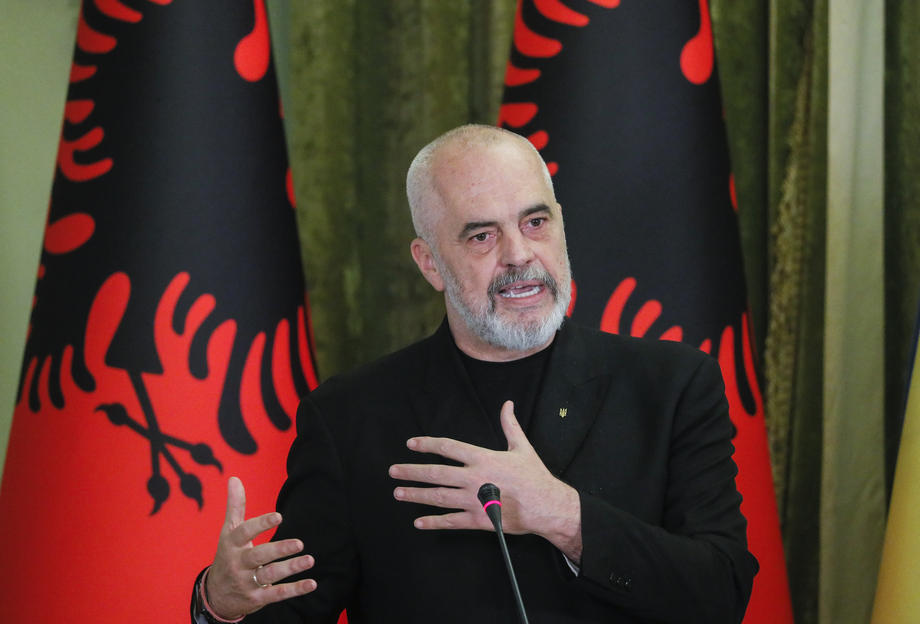Ukrainian President Volodymyr Zelensky, the Prime Minister of the Republic of Albania Edi Rama,  and Prime Minister of Montenegro Dritan Abazovic meet in Kyiv