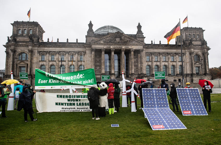 Climate and environmental activists protests in front of the German parliament