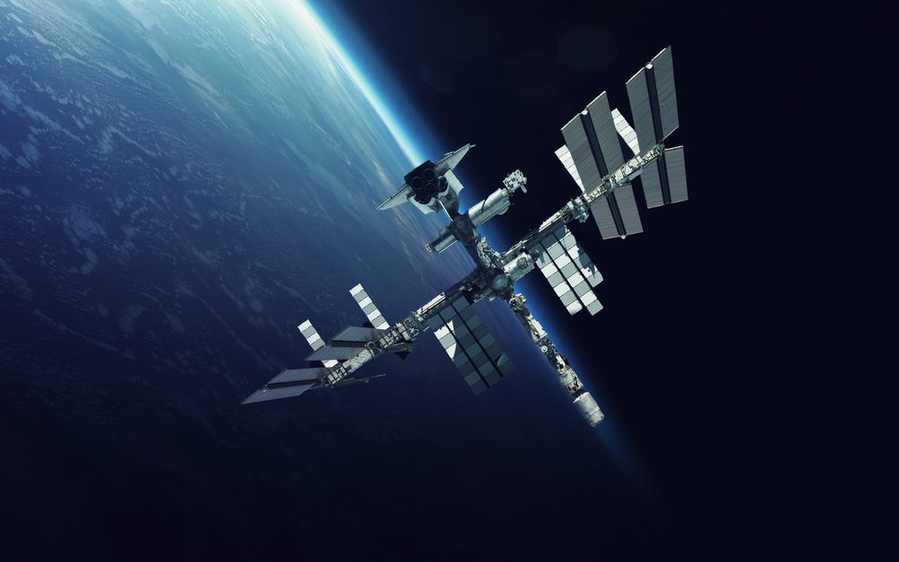 International,Space,Station,Over,The,Planet,Earth.,Elements,Of,This