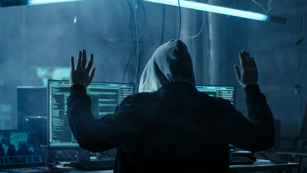 Hacker,With,Rised,Handed.,He,Is,Being,Arrested.,Hideout,Is