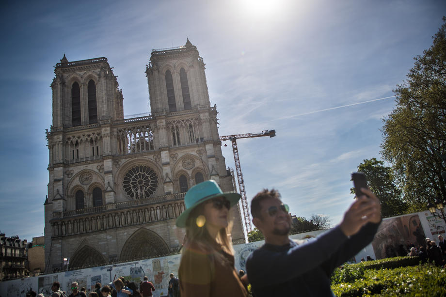 Good Friday celebration and third anniversary of the Notre-Dame fire in Paris