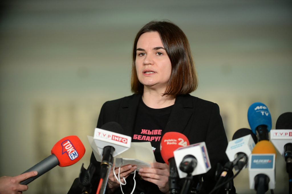 Belarusian opposition leader Sviatlana Tsikhanouskaya visits Warsaw