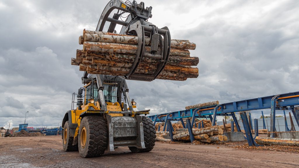 Logs on truck