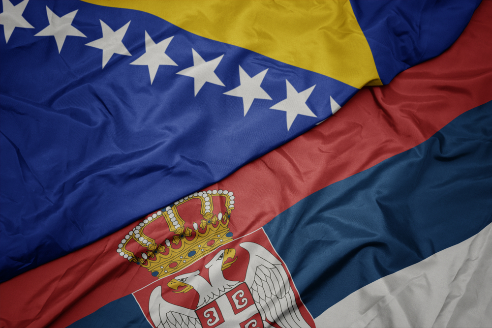 Waving,Colorful,Flag,Of,Serbia,And,National,Flag,Of,Bosnia