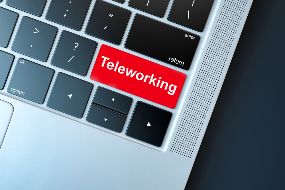 Keyboard,With,Red,Teleworking,Button.,Concept,For,Any,Telework,Or