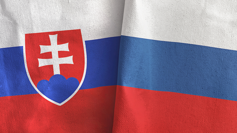 Russia,And,Slovakia,Two,Folded,Flags,Together,3d,Rendering