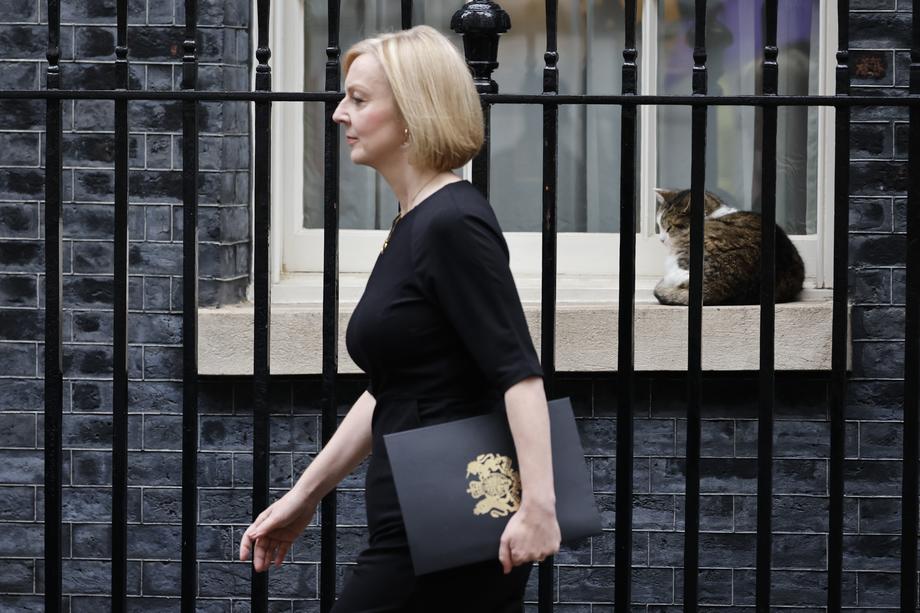 British Prime Minister Truss leaves Downing Street to pay tributes to Queen Elizabeth II
