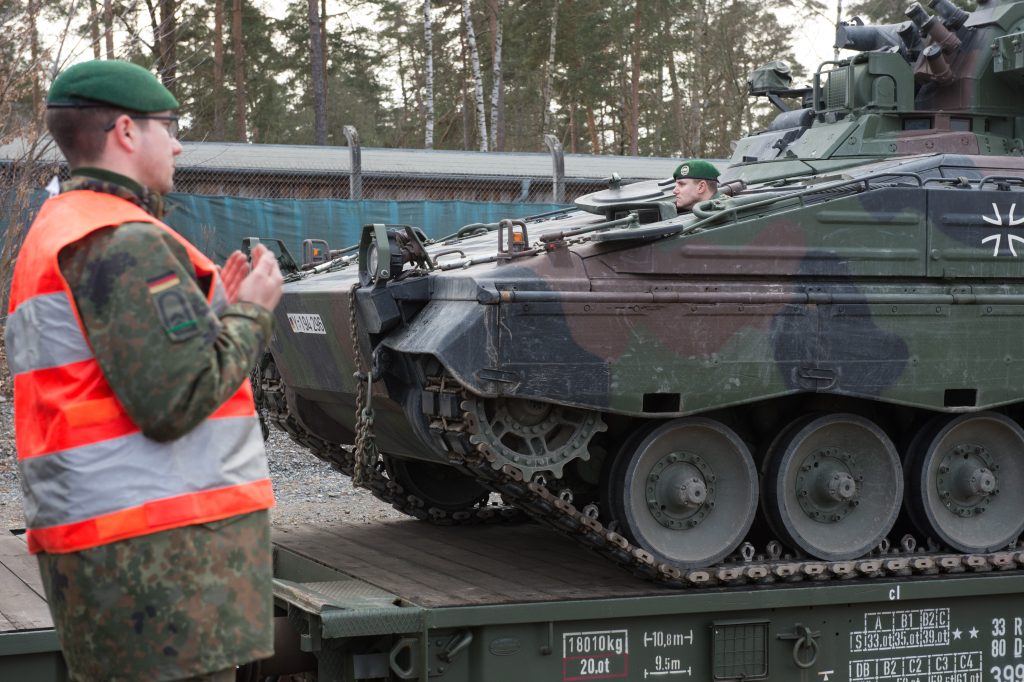 Tanks are loaded for transport to Lithuania