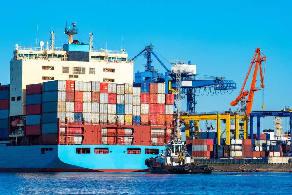 Helsinki.,Finland.,Barge,With,Sea,Containers.,Freight,Ferry,At,Loading