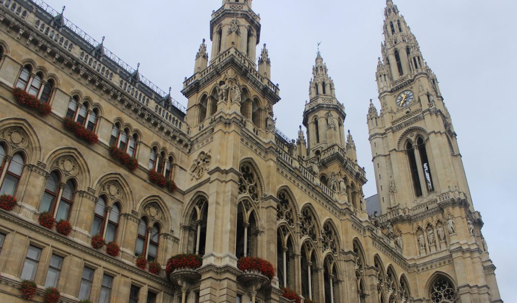 Unusual,View,Of,The,Vienna,City,Hall,On,A,Cloudy