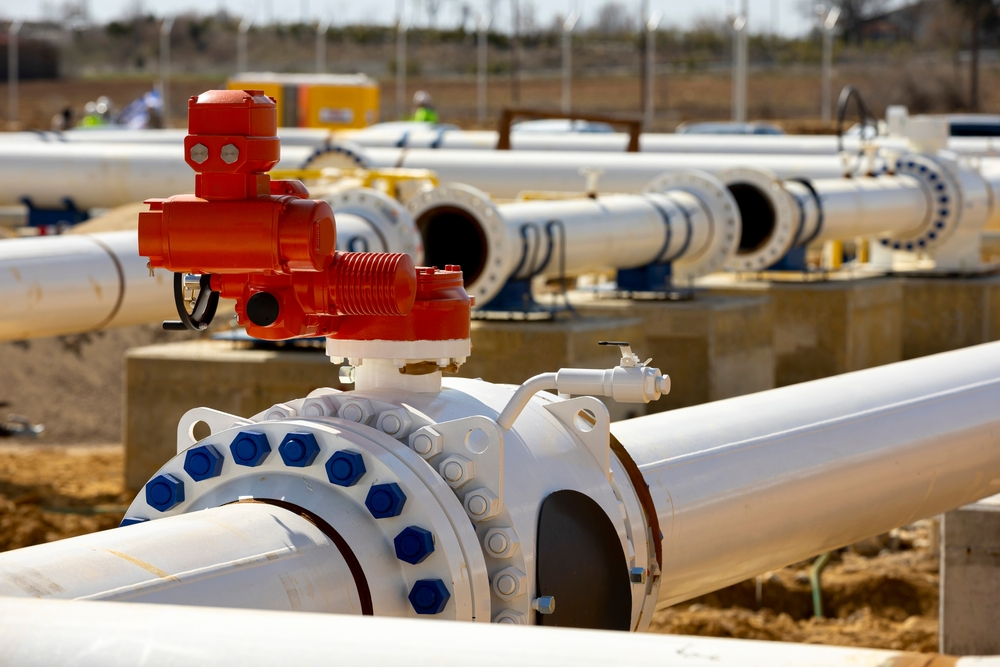 Construction,Site,Of,An,Interconnected,Natural,Gas,Transmission,Pipeline.,Highly