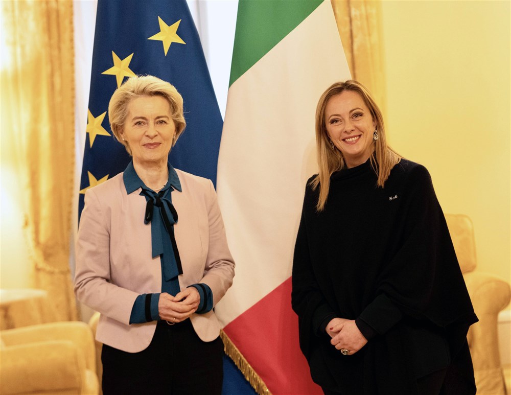 Meloni receives von der Leyen at Chigi Palace