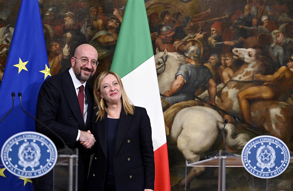 Italy’s PM Meloni and European Council President Michel meet in Rome