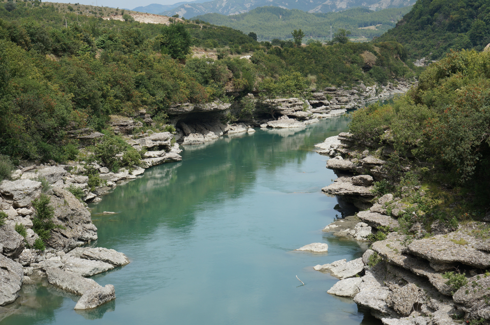 Beautiful,Shot,Of,The,River,Vjosa,In,Permet,,Albania,Shot